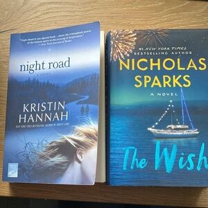 Paperback “night road” by Kristin Hannah & hardback “The Wish” Nicholas Sparks